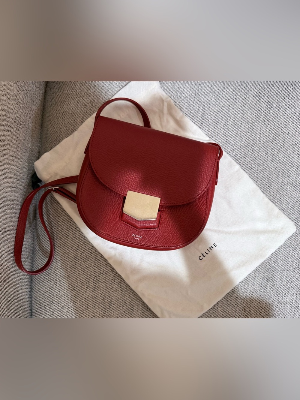 CÉLINE Small Trotteur Bag Red